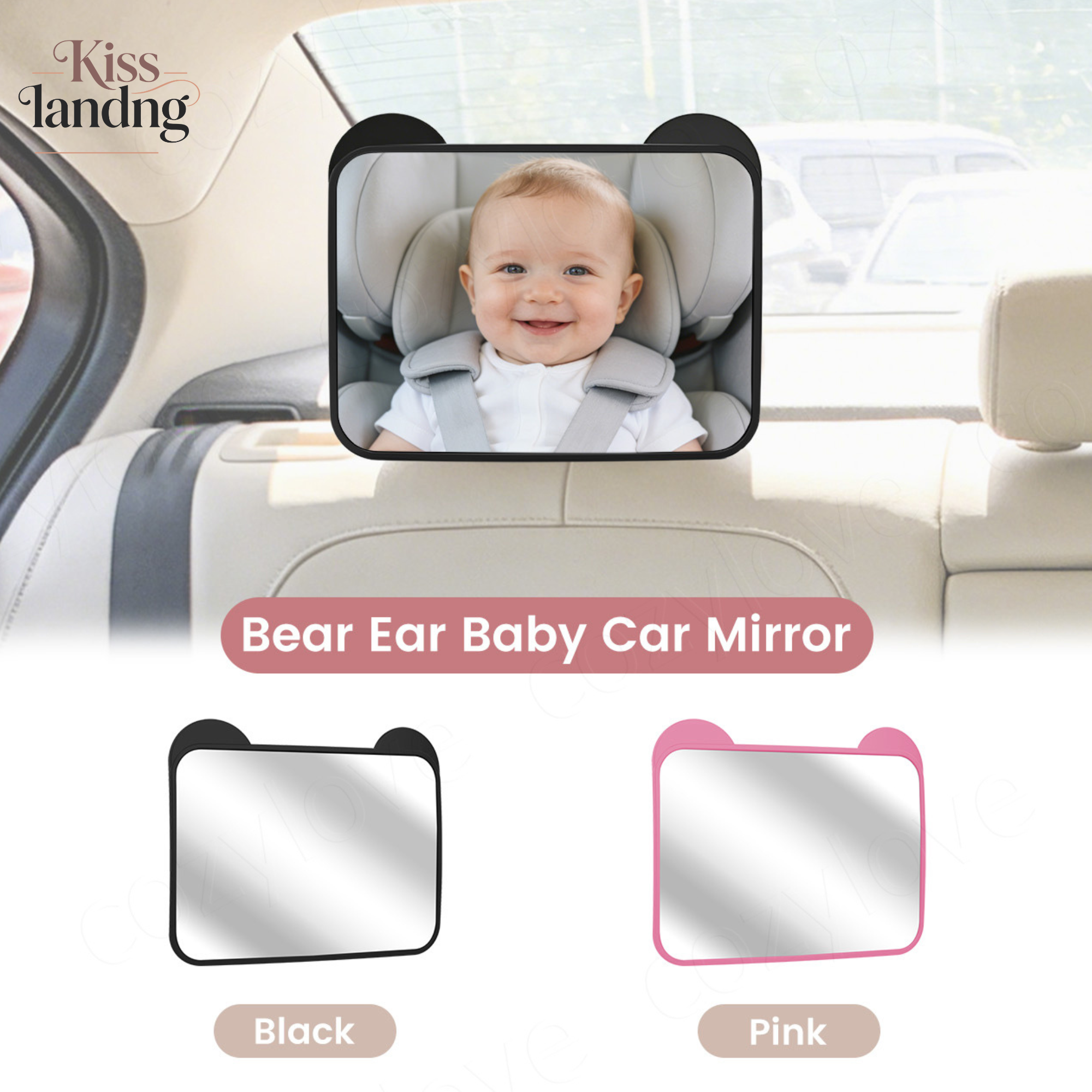 Car Blind Spot Mirror - Cute Bear Ear Baby Car Mirror