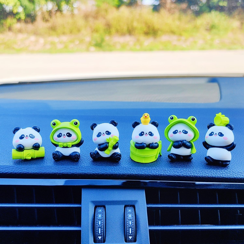 Car Blind Spot Mirror - 6Pcs Panda Car Dashboard Decorations, Mini