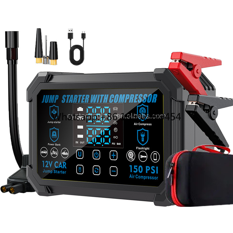 Car Portable Tire Inflator - Portable 2000A Peak Jump Starter 4-in-1