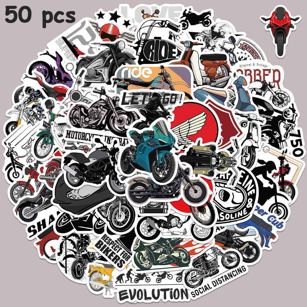 Car Accessories Outside - 50pcs Retro Motorcycle Sticker For Bicycle