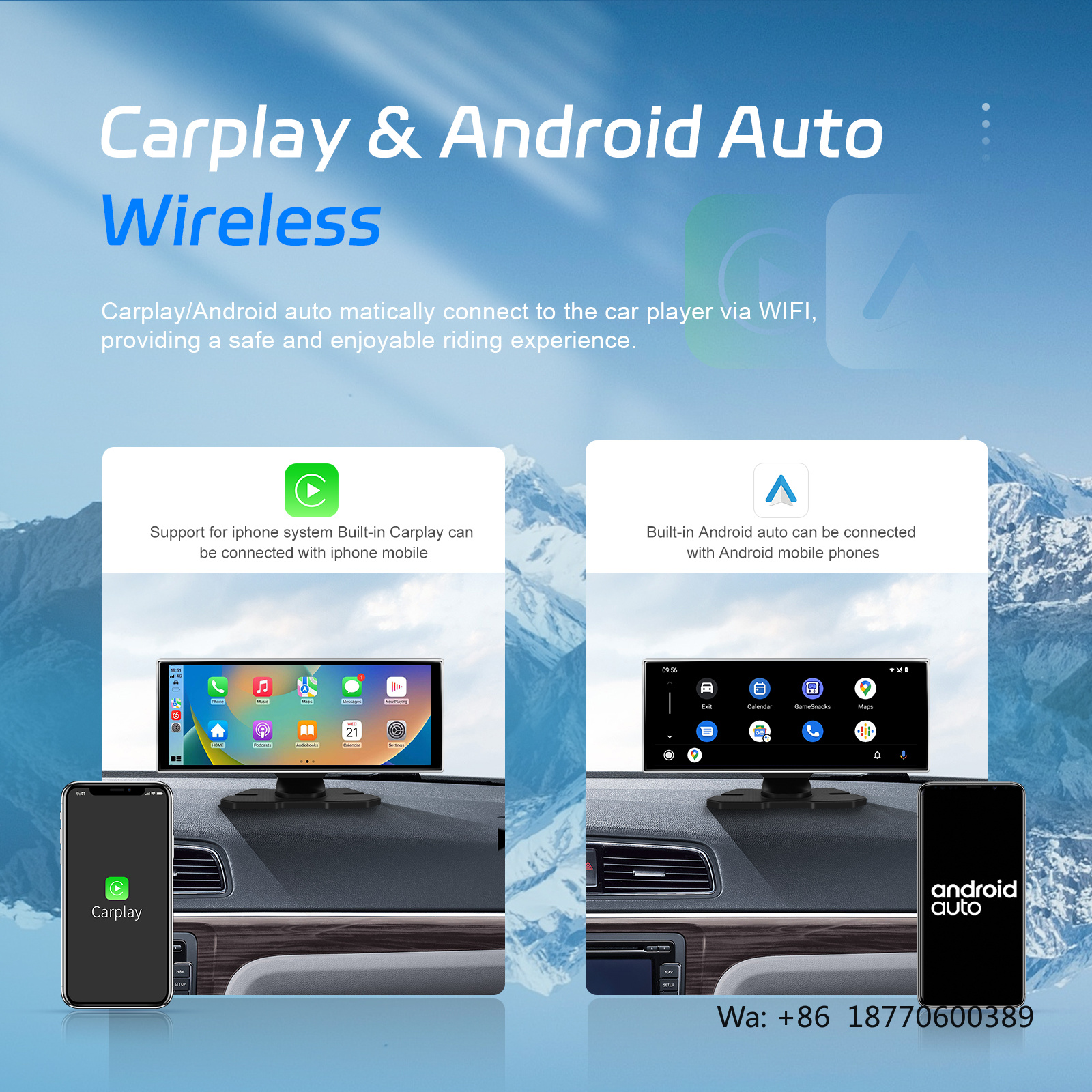 Rear Camera For Car - Podofo 11.26'' Portable Wireless CarPlay Android