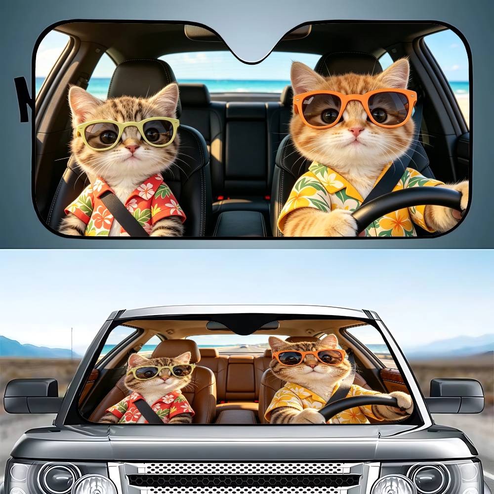 Car Accessories Outside - Funny Cat Drive Car SunShade Windshield