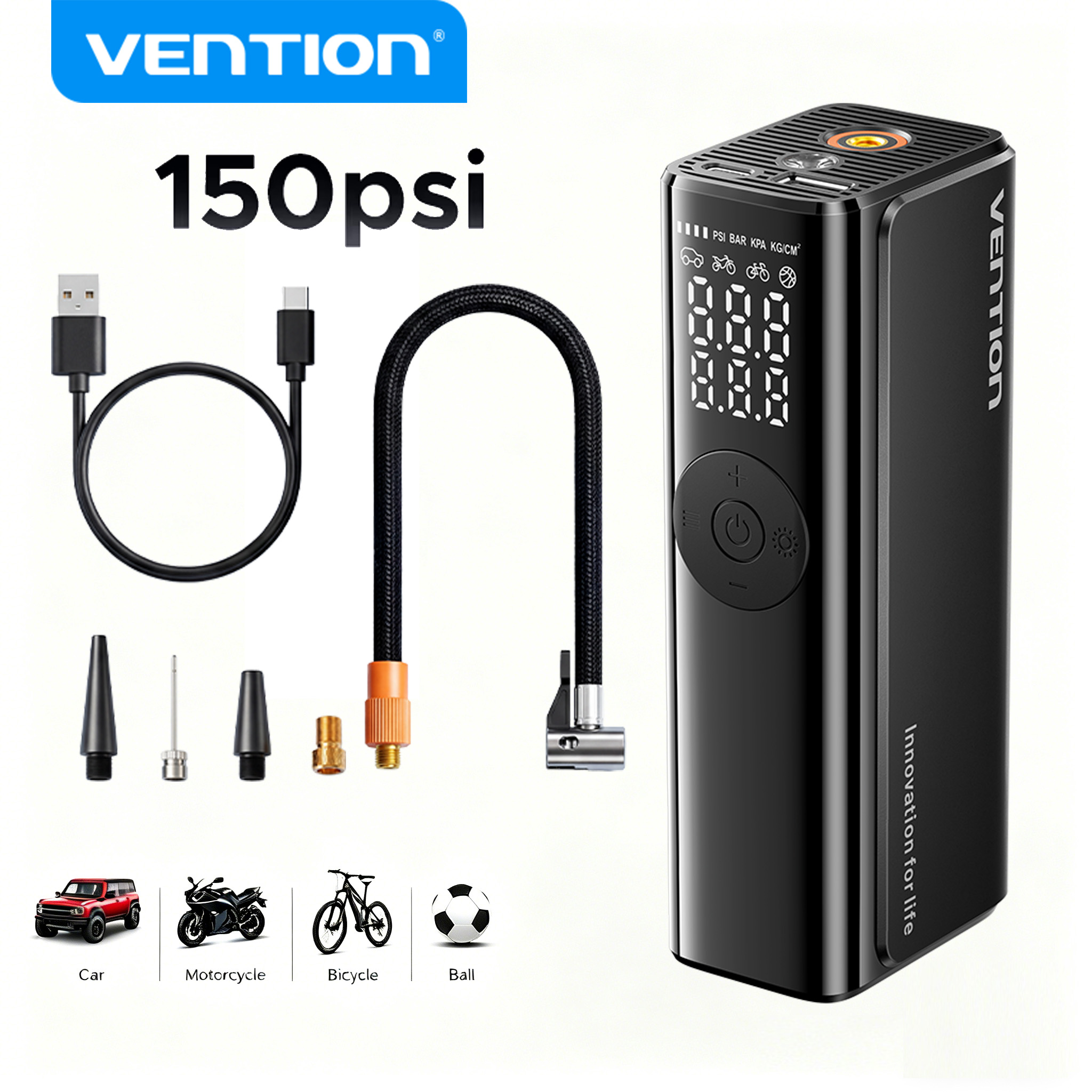 Vention Car Air Pump 5200Mah P - Car Portable Tire Inflator avis et prix