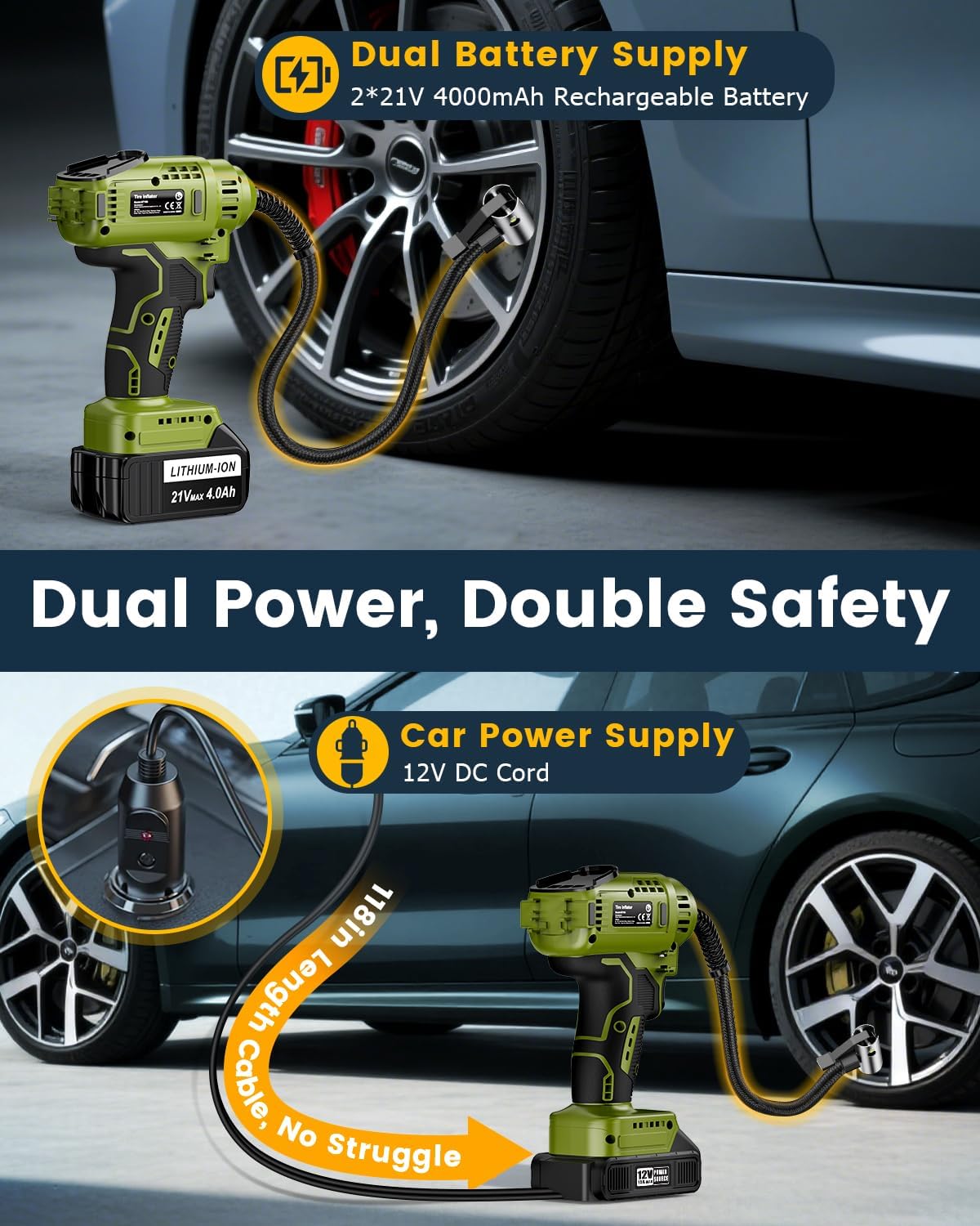 Portable Car Tire Air Compress - Car Portable Tire Inflator avis et prix