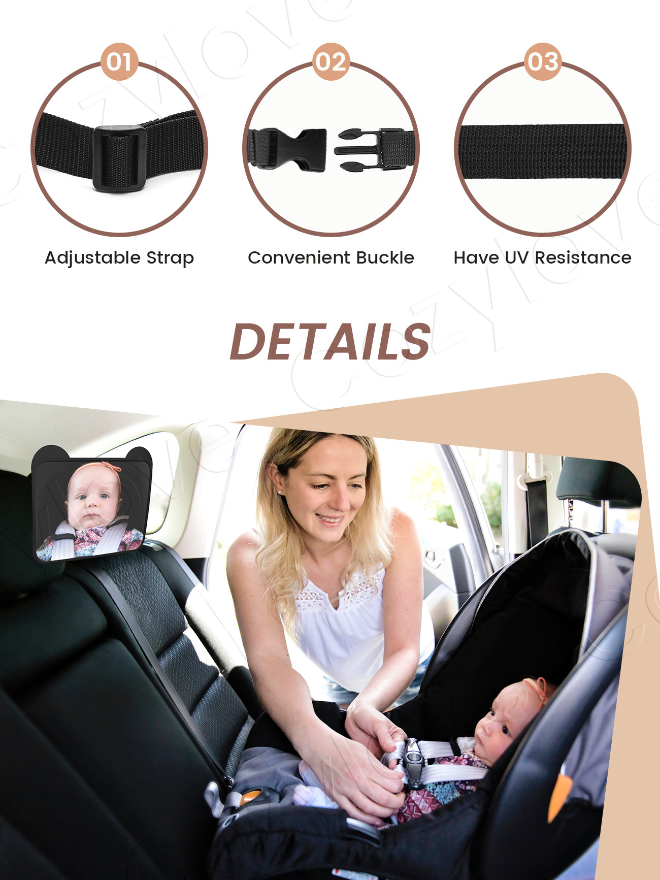 Cute Bear Ear Baby Car Mirror  - Car Blind Spot Mirror avis et prix