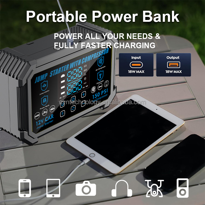 Portable 2000A Peak Jump Start - Car Portable Tire Inflator avis et prix