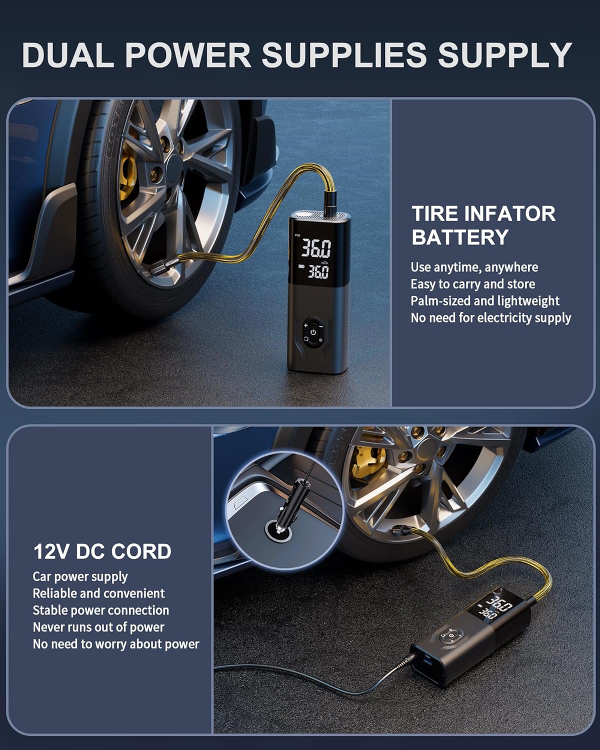 Portable Air Compressor 180PSI - Car Portable Tire Inflator avis et prix