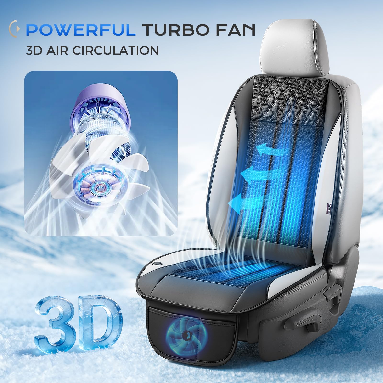 Cooling Car Seat Cover With 3- - Leather Car Seat Cover avis et prix