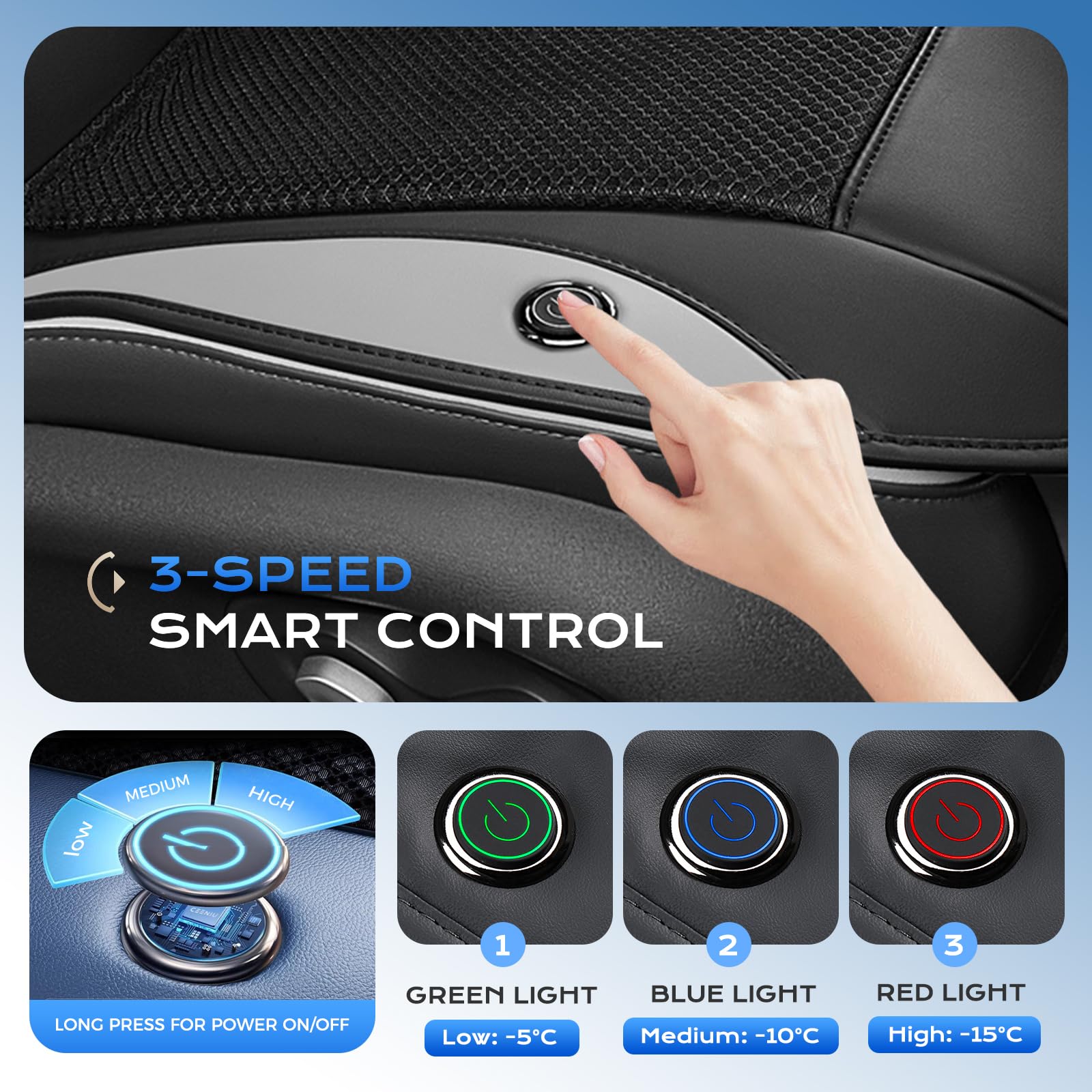 Cooling Car Seat Cover With 3- - Leather Car Seat Cover avis et prix
