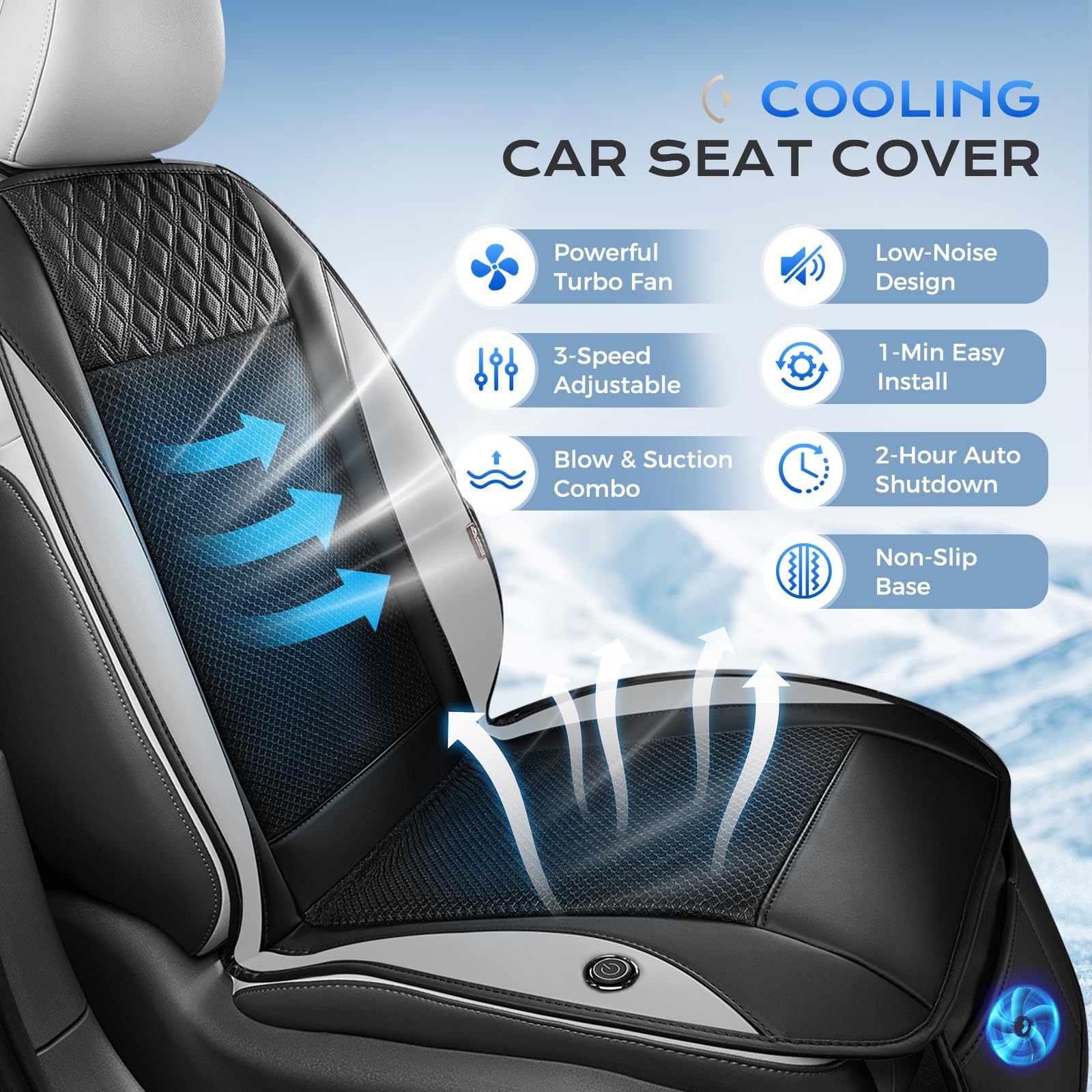 Cooling Car Seat Cover With 3- - Leather Car Seat Cover avis et prix
